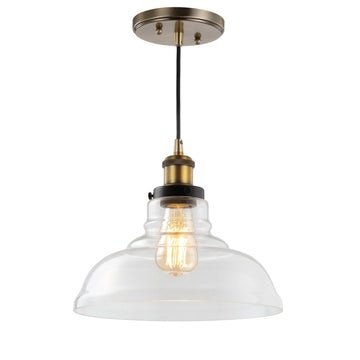 Litchfield 11" Farmhouse Metal/Glass LED Pendant - JONATHAN Y